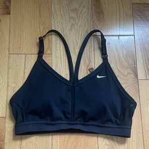 Nike Women's Black Sports Bra with White Logo